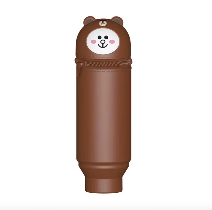 Классный милый силиконовый пенал Kawaii Канцтовары Мультфильм Детская гелевая ручка чехол карандаш держатель Коричневый медведь прекрасный студенческий ребенок подарок - Цвет: 002