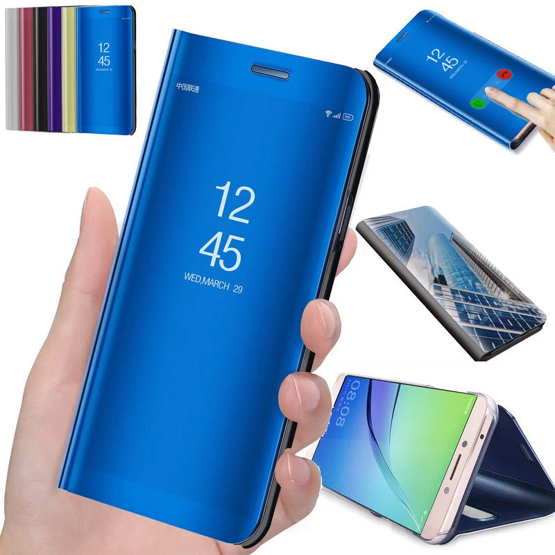 

Smart Mirror Flip Phone Case For Redmi Note 7 Pro Note7 Pro Cover Full Clear View Mirror leather For Xiaomi Redmi 7 GO 5A Case