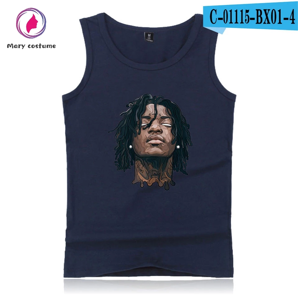 Sahbabii печать хип хоп хлопок модная мужская летняя майка с бретелями пальто без рукавов Горячая тренд Повседневная одежда жилет - Цвет: Navy Blue