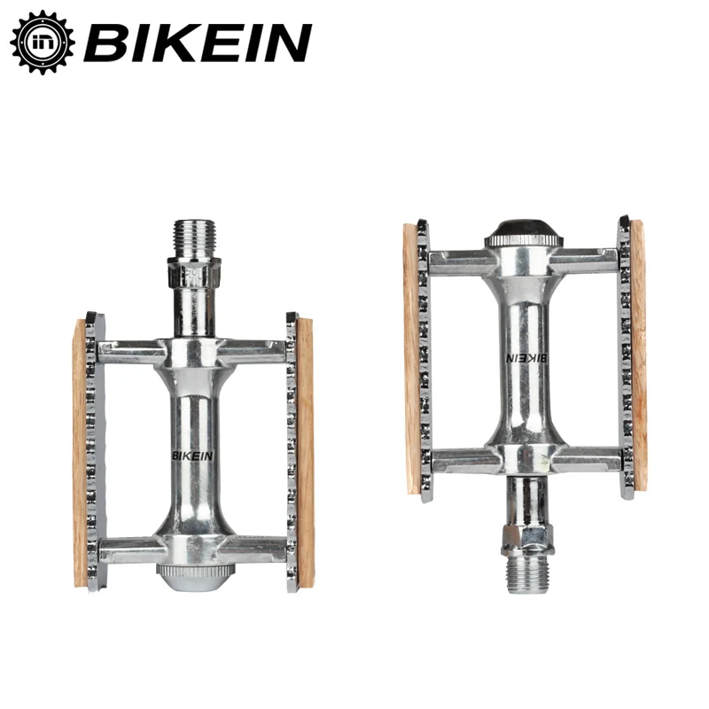 Велосипедные MTB педали классические ретро стили деревянные велосипедные педали плоская полка рукав подшипник подножки Запчасти для горного велосипеда - Цвет: Silver