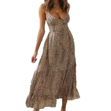 

Foridol Elegant Backless Lace Up Summer Dress Women Clothing Sleeveless Leopard Maxi Boho Beach Dress Lady Long Vestido Feminino