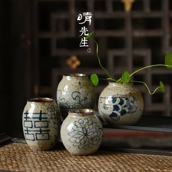

Blue And White Zen Flower Manual Coarse Pottery Flask Japanese Ceramics The Flowers Tea Table Water Culture Small The Flowers