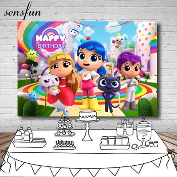 

Sensfun True and Rainbow Kingdom Photography Backgrounds Girls Happy Birthday Party Backdrop Banner Customized 7x5ft Vinyl