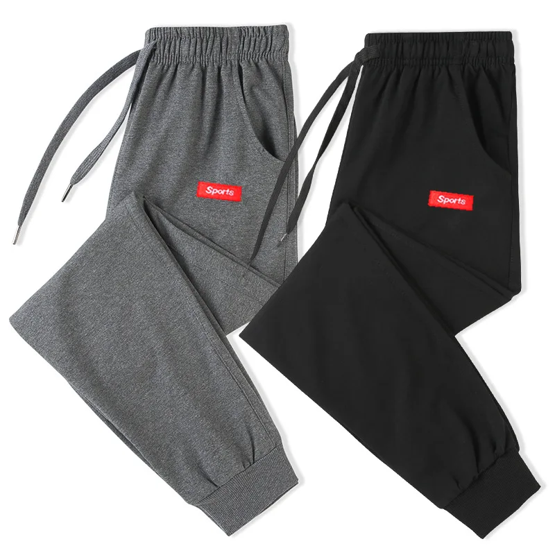 

2019 Quality Casual Pants Men Loose Drawstring Elastic Waist Trousers Solid-color Breathable Simple Mens Streetwear All-match
