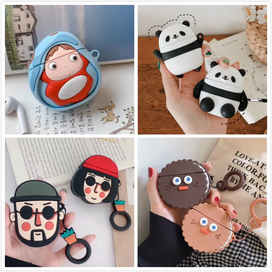 

Bear Pig Earphone Case for AirPods 2 Case Cute Silicone Cartoon Animal Cover for Apple Air Pods Case Cat Protective Accessories