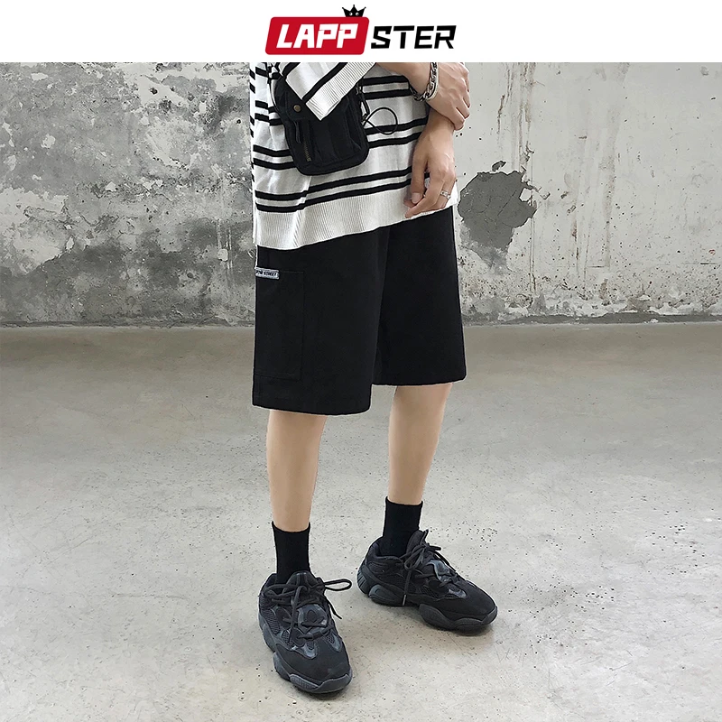 LAPPSTER Men Black Cotton Cargo Shorts 2020 Summer Mens Kpop Harajuku Streetwear Hip Hop Joggers Male Black Khaki Sweat Shorts LAPPSTER Men Black Cotton Cargo Shorts 2020 Summer Mens Kpop Harajuku Streetwear Hip Hop Joggers Male Black Khaki Sweat Shorts