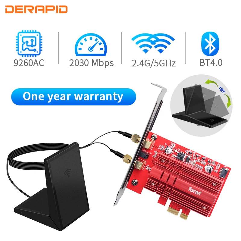 Сетевая карта PCI E Wireless AC 9260 9260NGW 2030 Мбит/с 802.11ac Bluetooth 5 0 PCIE 1X Wifi адаптер для Windows
