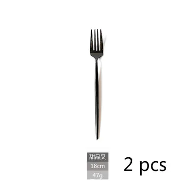Dessert fork 4/8 шт Черная зеркальная полировка Нержавеющая сталь столовых приборов в западном стиле Стиль Еда Вилка десертная вилка для фруктов столовая посуда - Цвет: Dessert fork
