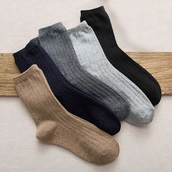 

Winter Thick Wool Solid Color Socks mens Knit Wool Cashmere Thermal Socks Man Soft Casual Socks Male