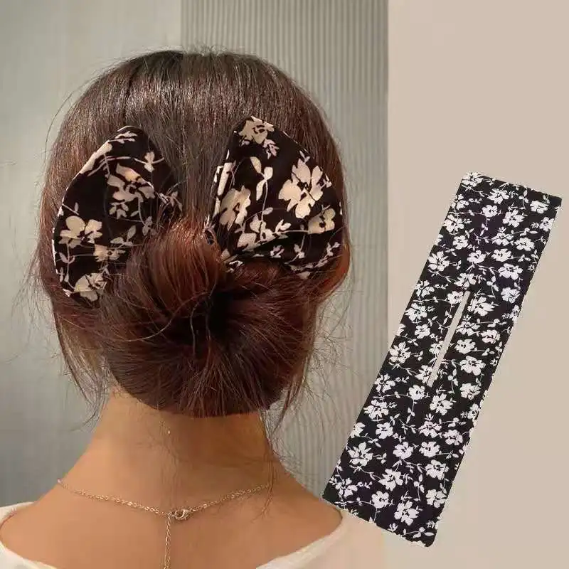 hair clips for thick hair Fashion Bun Hair Bands Women Summer Knotted Wire Headband Print Hairpin Braider Maker Easy To Use DIY Accessories hair band for women Hair Accessories