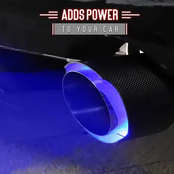 

35-61mm Universal Carbon Fiber Car Exhaust Tip Muffler Pipe Steel With Led Light Universal Fit For Most Of Vehicles #yl10