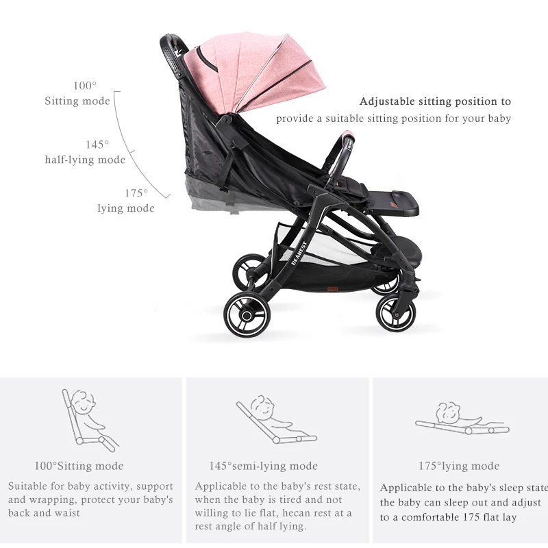FREE SHIPPING RUSSIAN Dearest A8L Fast Folding Baby Stroller With Removeable Canopy