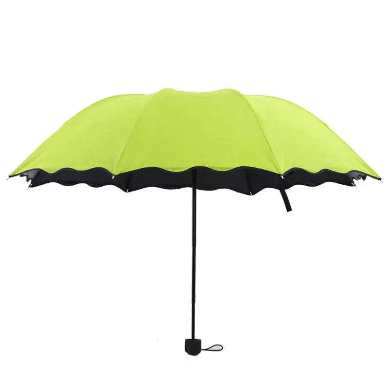 3 раза креативный волшебный цветок купол ультрафиолетовая Защита от солнца дождь складной дождь прозрачный зонтик дети женщины солнцезащитная, ветронепроницаемая зонтик - Цвет: green
