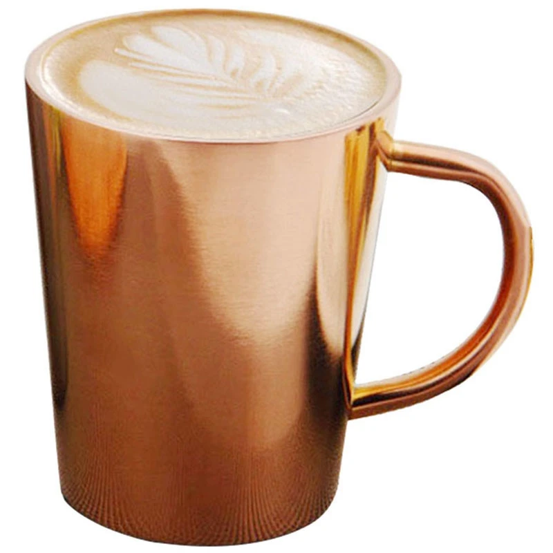 Rose gold 340 мл медная чашка из нержавеющей стали с двойными слоями 304 высокая термостойкость чашка для молока, чая - Цвет: Rose gold