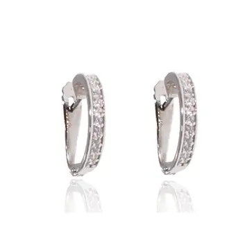 

Half-shaped white gold earrings with zirconia