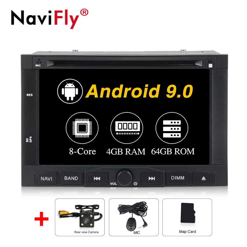 NaviFly для peugeot 3005 3008 5008 партнер Berlingo Автомобильный мультимедийный плеер Android 9,0 для автомобиля, DVD Радио Навигация gps 4 Гб+ 64 ГБ - Цвет: 4GB-64GB-Camera