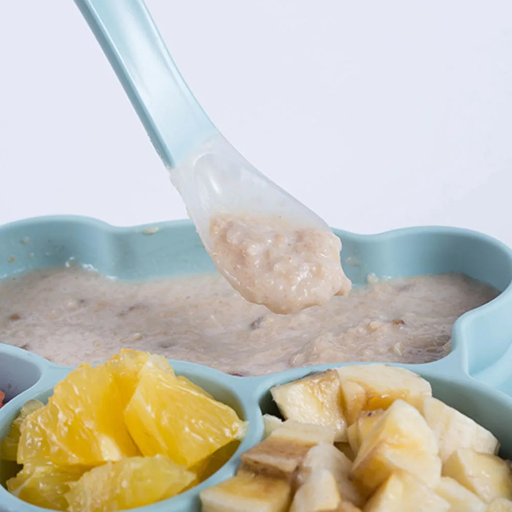Тарелка с мультяшным медведем, столовая посуда, стол для детей, Детский поднос для еды, силиконовая противоскользящая присоска для кормления с ложкой, милый