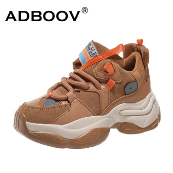 

ADBOOV Fashion Suede Chunky Sneakers Women Short Plush Warm Winter Shoes Platform Sneakers Ladies Snickers Women