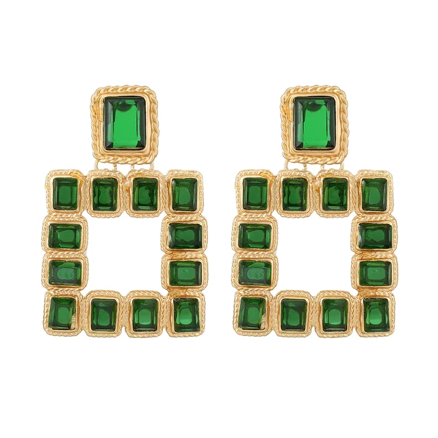 Ztech New Green Series Set Earrings Designer Jewelry Crystal Tassel Za Accessories Handmake Statement Bijoux Pendientes Brincos E1479