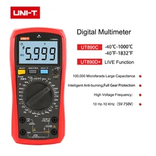 UNI-T multímetro digital verdadeiro rms ut890c ut890d + faixa manual ac dc frequência capacitância temperatura tester backlight ncv