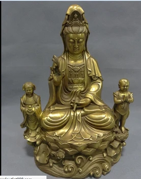 

zhu668832+++12 Chinaes Pure Brass Children-Sending Guan Yin Child Lotus Kwan-Yin Pot Statue