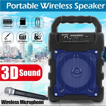 

Bluetooth Speaker Wireless Sound System Bass Stereo with Microphone LED Light Support TF Card FM Radio for Outdoor Sport Travel