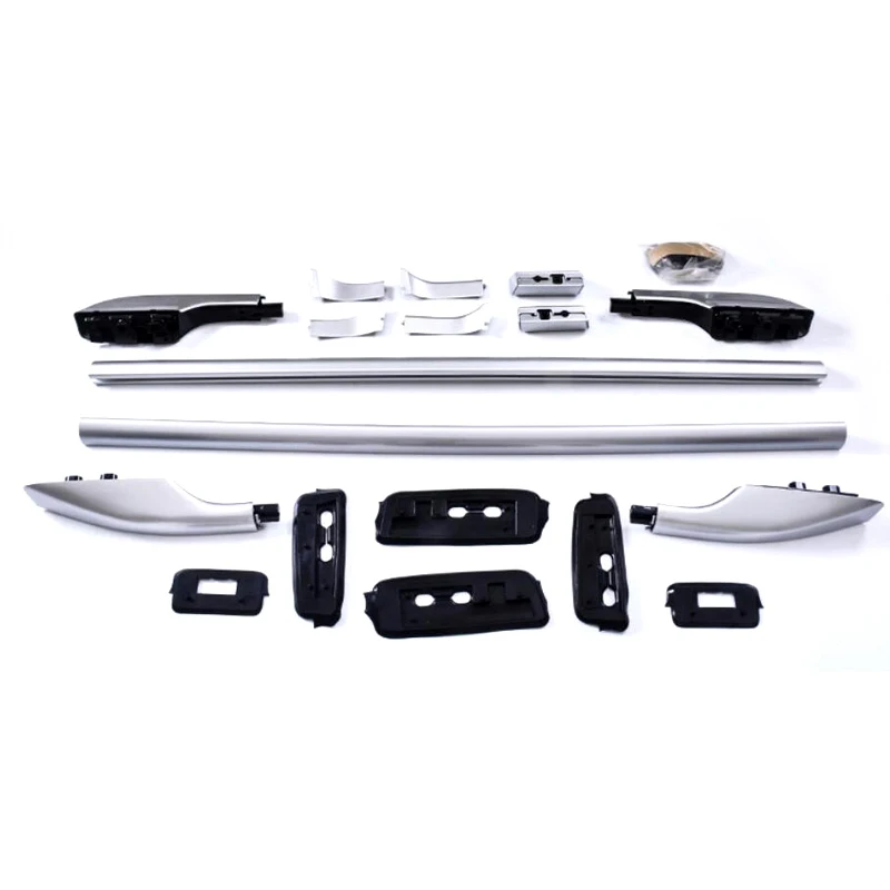 Для Toyota Land Cruiser V8 J200 FJ200 LC200 2008- серебристый/черный верхний багажник на крышу рельсы багажные стойки автомобильные аксессуары - Цвет: Серебристый