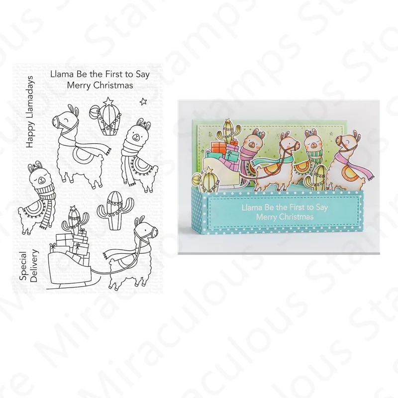 

2021 New Christmas Happy Llamaday Clear Stamps and Metal Cutting Dies For DIY Craft Making Word Greeting Card Scrapbooking Album