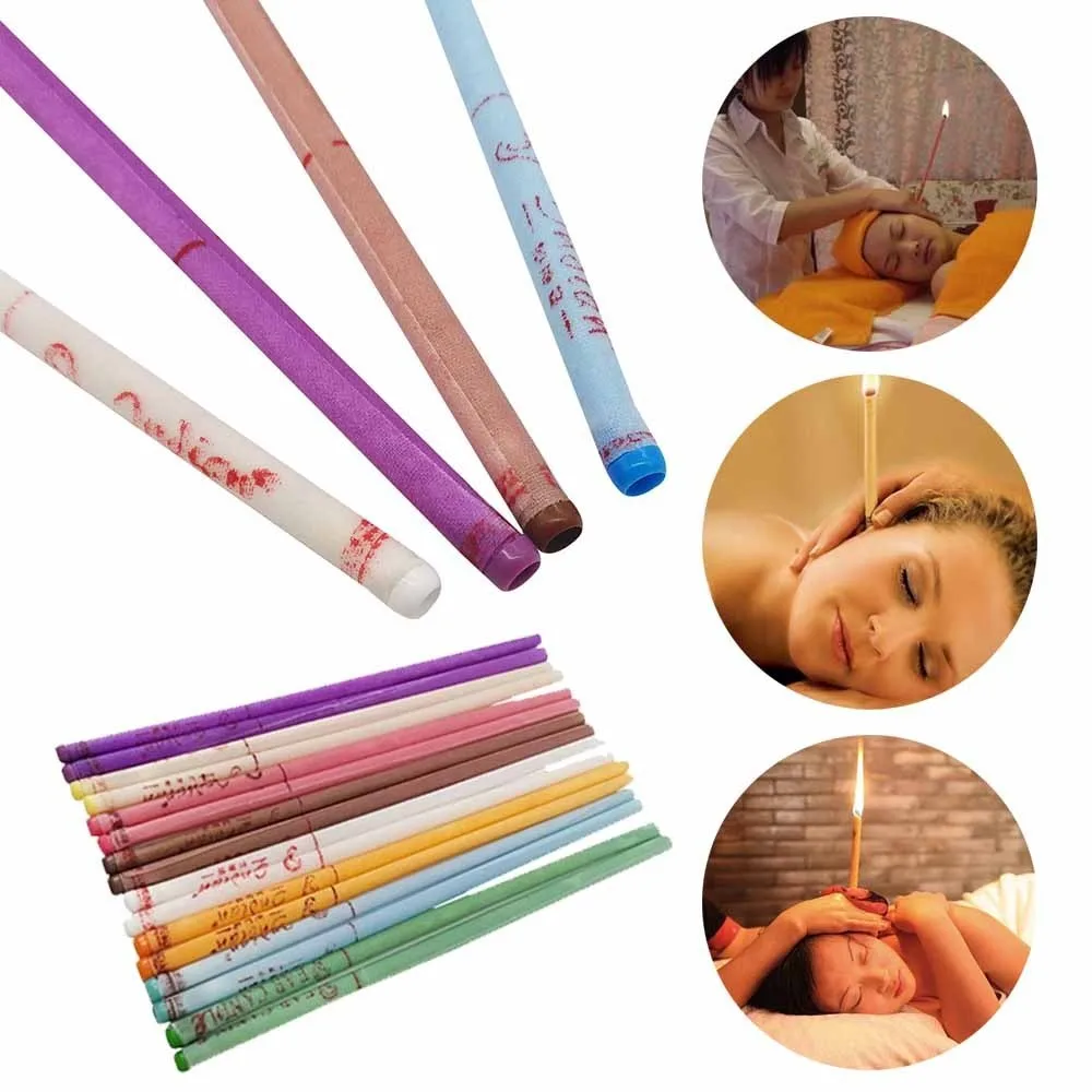 10 pcs Natural Ear Candling Pure Beeswax Candle Thermo Auricular Therapy Aromatherapy Ear Candle Indian Straight Wax kit