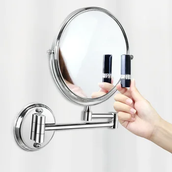 

8 inch Bathroom MirrorFolding Makeup 3X Magnifying Wall Mounted Double Sided Round Bedroom Rotatable Framed Mirrors Aluminum