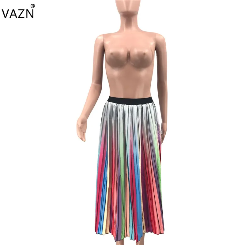 VAZN Лето Горячая сексуальная женская однотонная Империя Bodycon юбки шифоновые элегантные плиссированные Джокер каникулы женские макси юбки YD8094