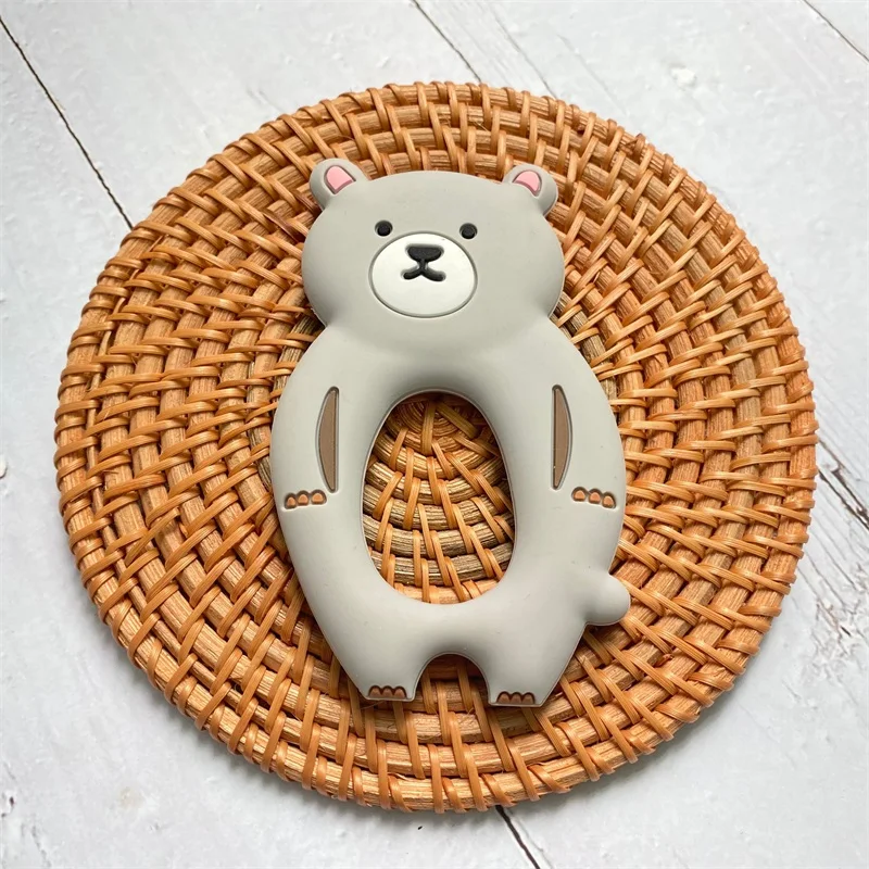 1pcs  실리콘 Teether 설치류 실리콘 동물 곰 젖꼭지 치아 펜던트 BPA 무료 실리콘 구슬 씹는 Biter 어린이 용품
