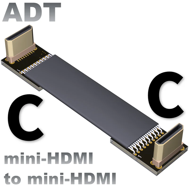 

HDR короткий мини-HDMI C Тип-C плоский кабель Шнур защита от электромагнитных помех прямоугольный HDMI-мини-кабель 2,0 4K @ 50/60 2160p mHDMI кабель