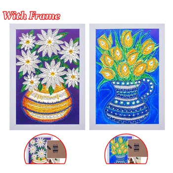 

New special shape diamond painting flower combination modern pattern DIY 5D part diamond cross stitch kit crystal With Frame