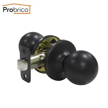 

Probrico round door handles for Interior doors front back wooden door knobs with latch keyless laundry room door lock hardware