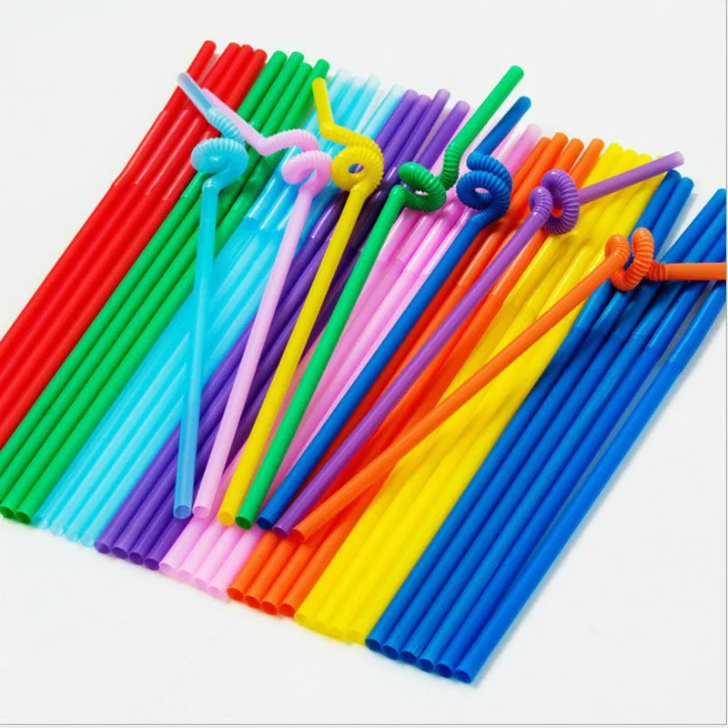 50pcs Disposable Straws Bendable Juice Drinking Flexible 26cm Safe Environmentally Friendly For Home Party Bar New