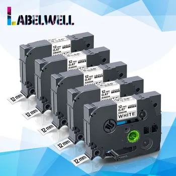 

Labelwell 5Pcs TZe-R231 12mm Satin Ribbon Tapes TZe R231 TZeR231 Christmas ribbon Black on White for Brother P-Touch Printer