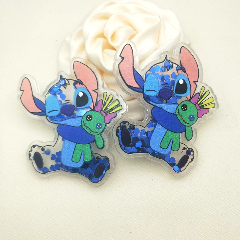 

58*54MM cartoon character Acrylic shaker resin Acrylic Planar Resin with Flowing Sequins for DIY Hair Bows SKR64
