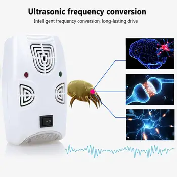 

Durable Ultrasonic Deworming ABS Killing Pests High Tech Family Except Worm Insecticide 2W Bedroom Environmental Protection