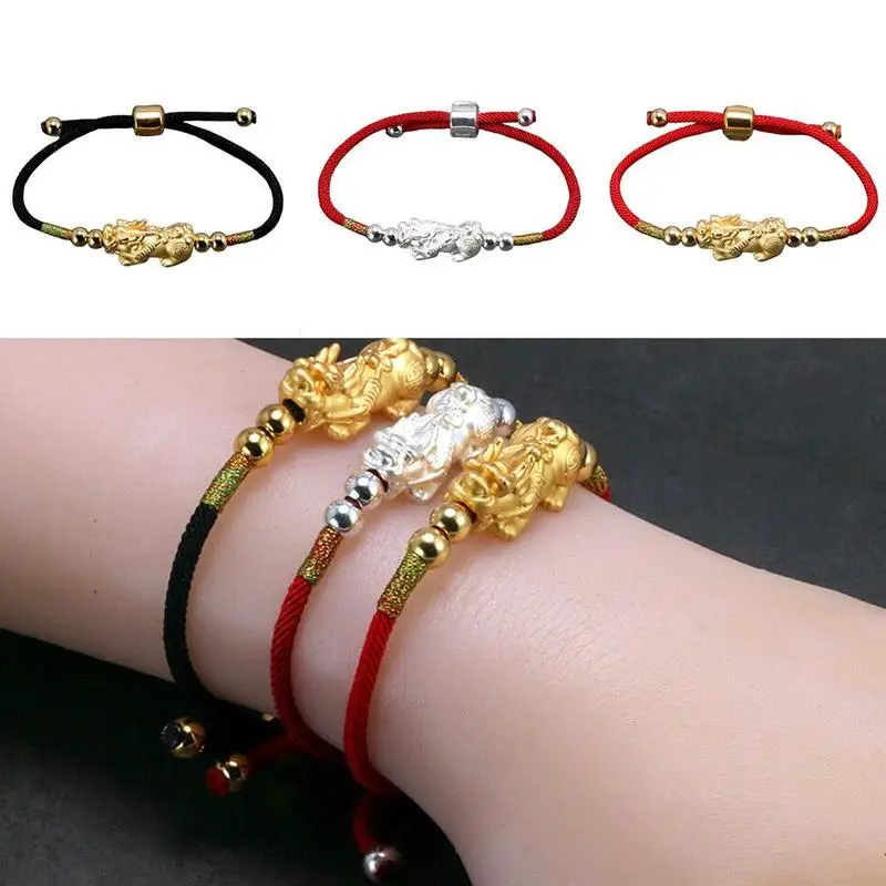 Пары счастливых браслет ручной работы ручной вязки ремешок из стерлингового серебра серьги красная веревка Губка Боб Женский браслет