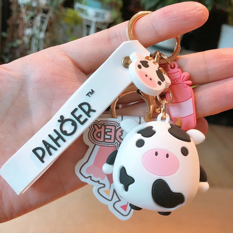 

Creative Epoxy Genuine Pahoer Animal Key Chain Cow Penguin Whale Squirrel Key Ring Personality Cartoon Cute Car Bag Pendant 2020