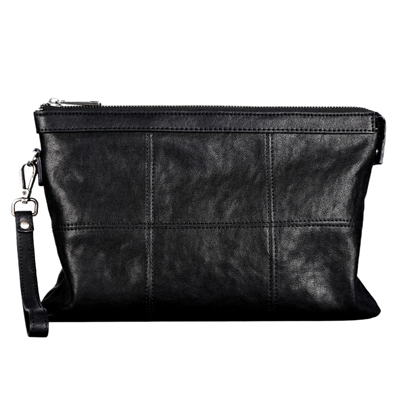 

FEGER Genuine Leather Men Clutch Wallet Bag Fashion Mobile Bag Long Purse Zipper Business Wallet Male Casual Handy Bag