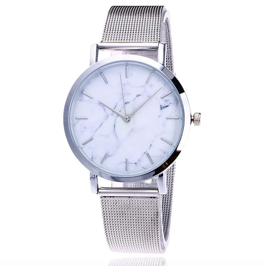 

Top Grade Fashion And Personality Alloy wang dai biao Marbling Road Stone British Steel Mesh Belt Watch Men And Women Hot Sellin