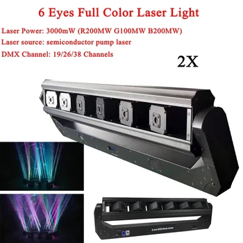 

2Pcs/Lot 180W Disco Light 6 Eyes Full Color Laser Light DMX RGB Laser Projector Lights Dsico DJ Home Party Stage Effect Lighting