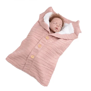 

Infant Button Knitted Thick Swaddle Wrap Swaddling Stroller Wrap Toddler Blanket Sleeping Bags Newborn Baby Sleeping Bags