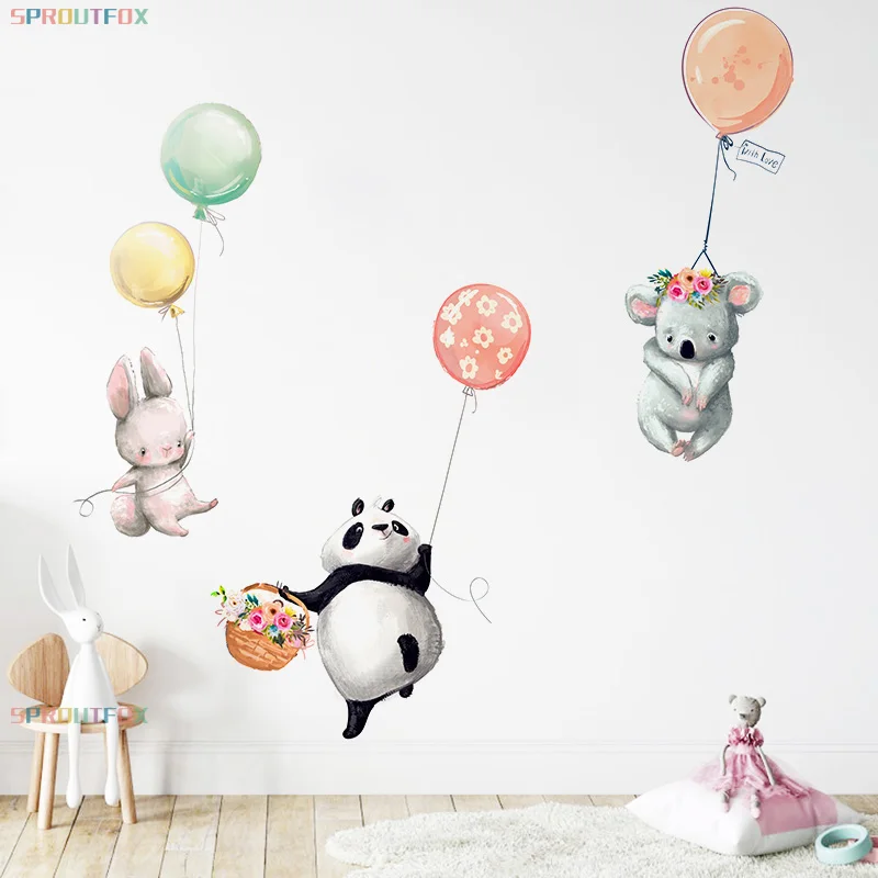 Pegatinas de vinilo decorativas para pared, para globos para niños, Conejitos, animales, para habitaciones de niños y niñas