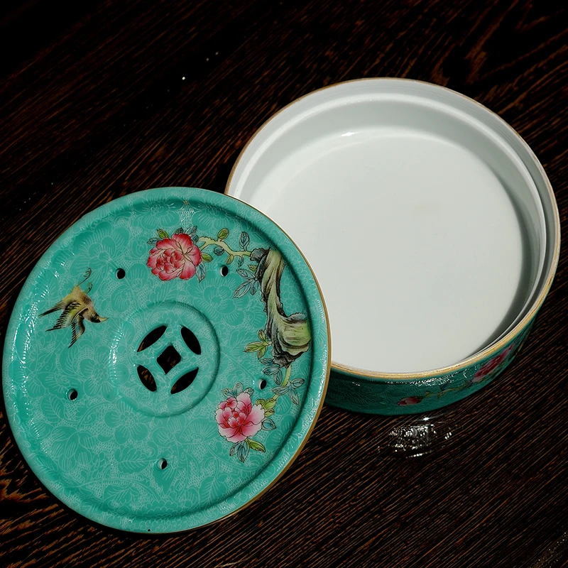 Пастельный Роллинг-роуд аутентичный ручной росписью птица и Цветы Узор горшок блюдце керамический чайный сервиз