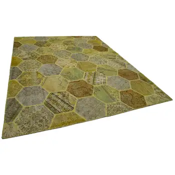 

248x310 Cm Yellow Handmade Modern Patchwork Rug-8x10 Ft