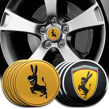 

4pc 56mm donkey logo Car Wheel Center Hub Cap Cover Sticker Rim Emblem Badge Fit For Ferrari ford mustang Car styling accessorie