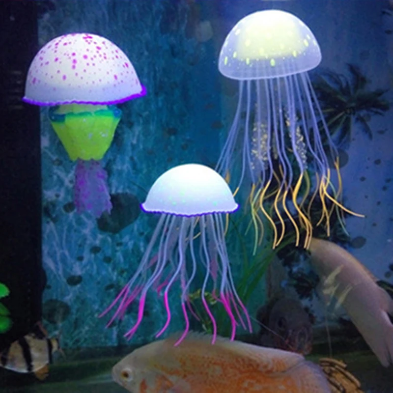 Силиконовые искусственные аквариумные рыбки светящиеся коралловые мягкие Медузы орнамент Боб